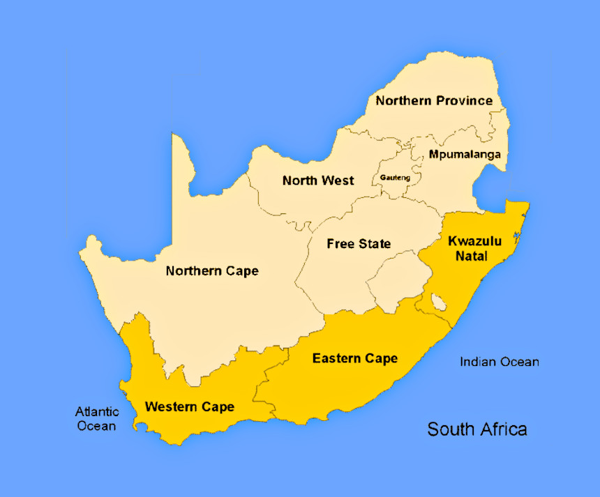 South Africa Marina Map